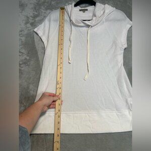 Lilla P Sheer Knit Hooded Cap Sleeve Top Women’s Small White Beach Swim